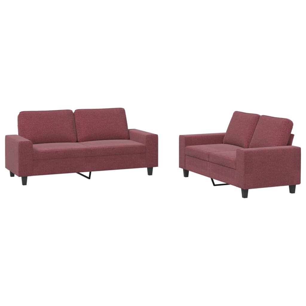 2-delige Loungeset stof wijnrood