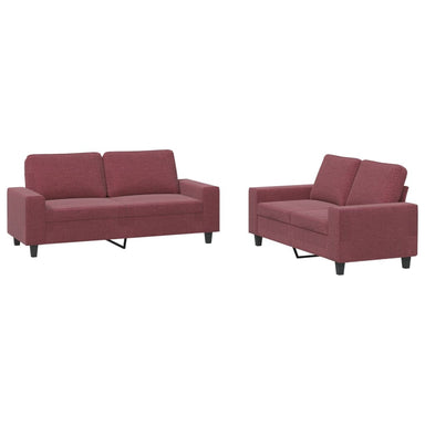 2-delige Loungeset stof wijnrood