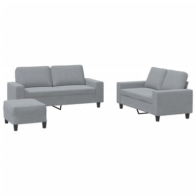 3-delige Loungeset stof lichtgrijs