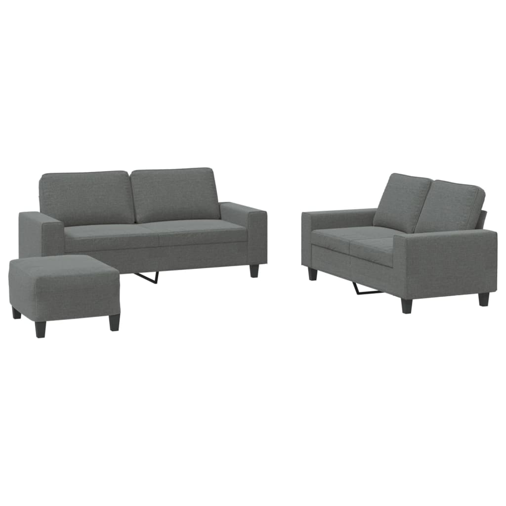 3-delige Loungeset stof donkergrijs