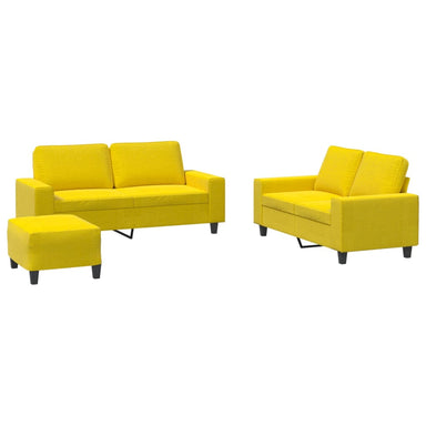 3-delige Loungeset stof lichtgeel