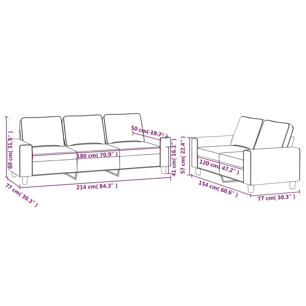 2-delige Loungeset stof donkergrijs