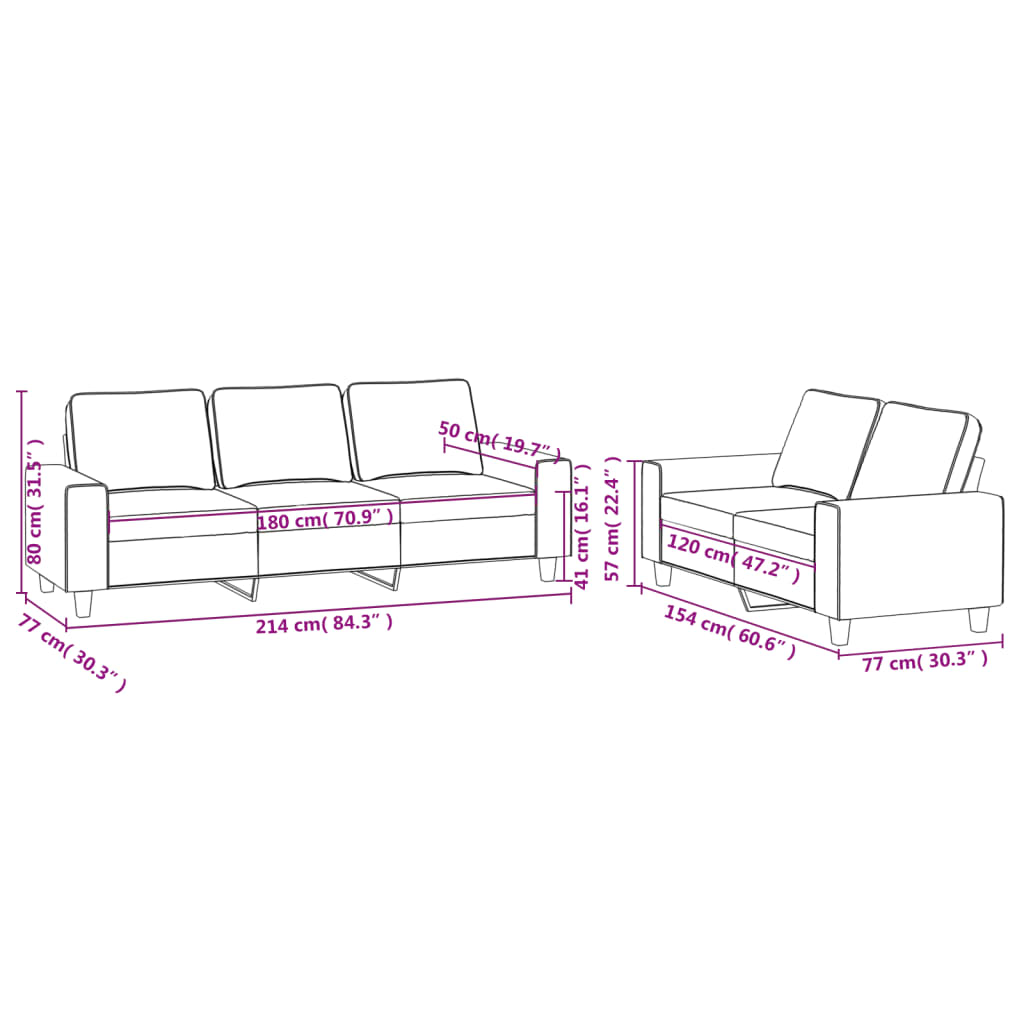 2-delige Loungeset stof zwart
