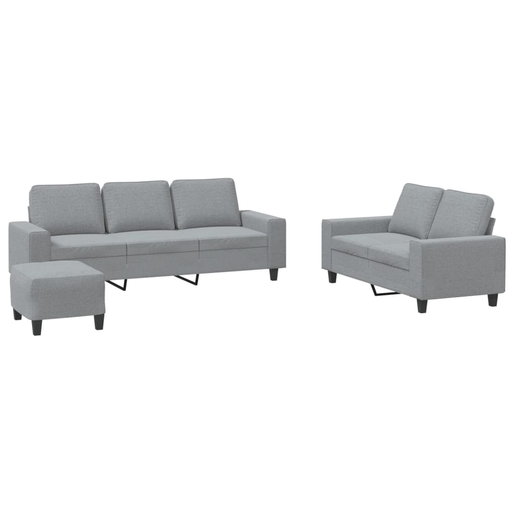 3-delige Loungeset stof lichtgrijs