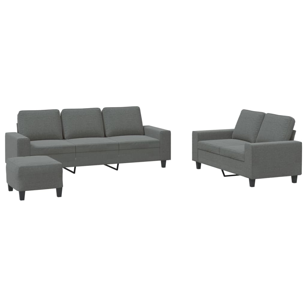 3-delige Loungeset stof donkergrijs