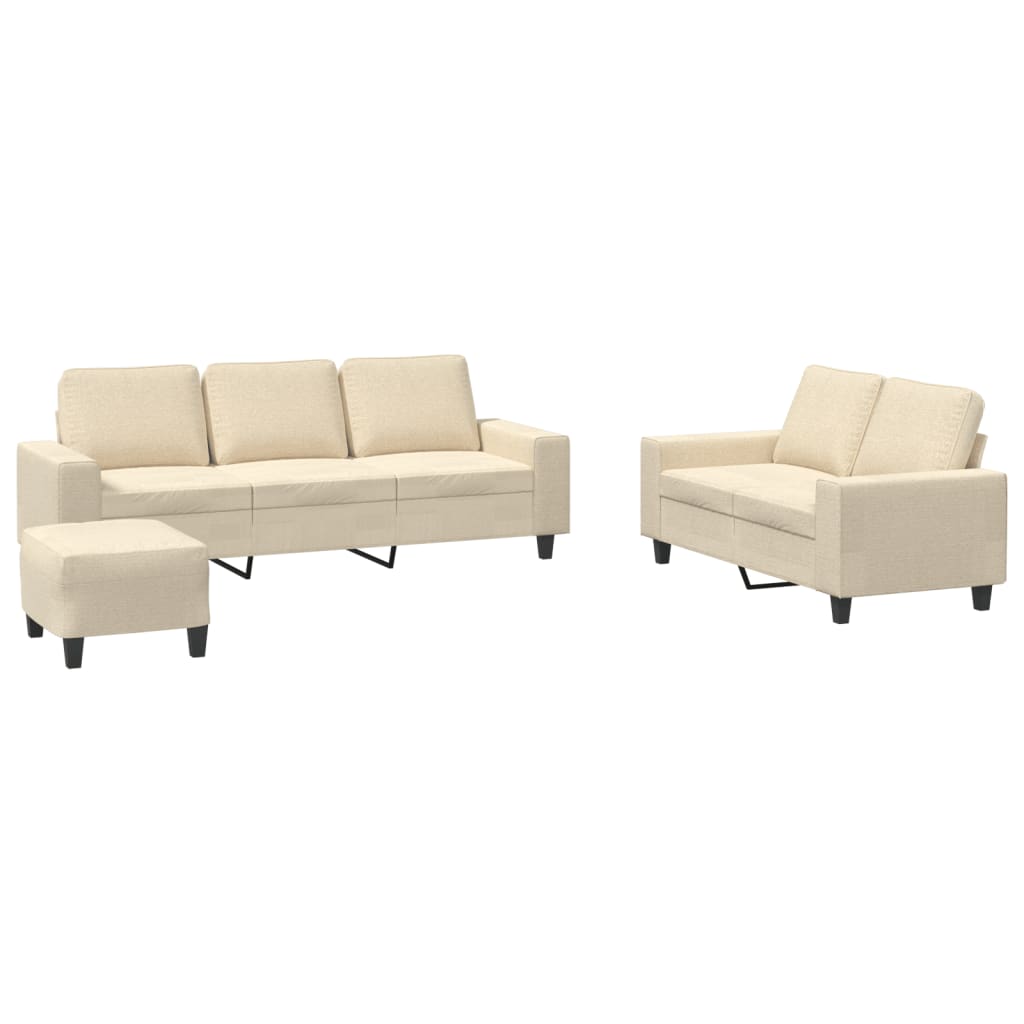 3-delige Loungeset stof crèmekleurig