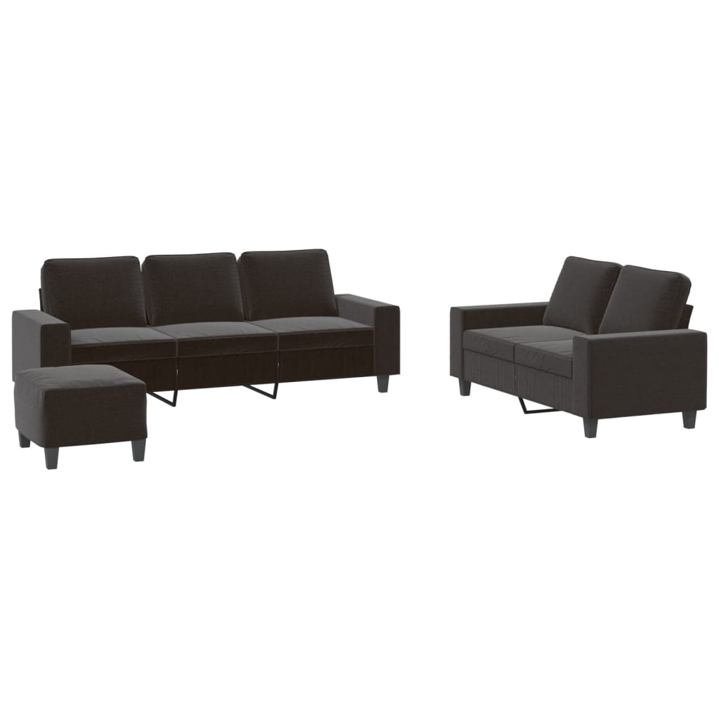 3-delige Loungeset stof zwart