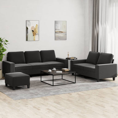 3-delige Loungeset stof zwart