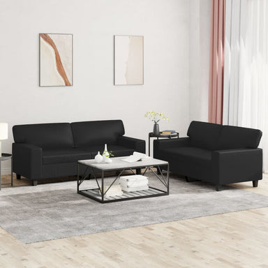 2-delige Loungeset kunstleer zwart
