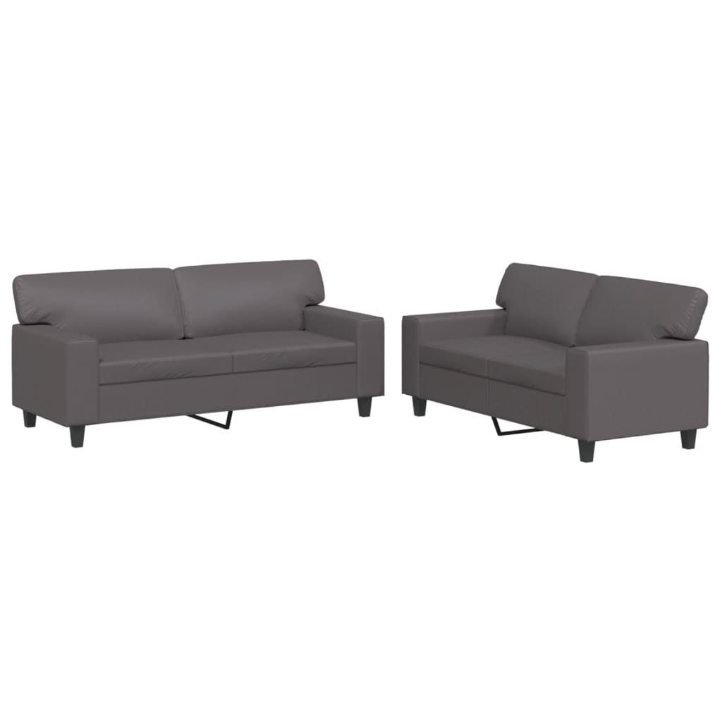 2-delige Loungeset kunstleer grijs