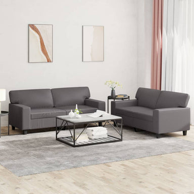 2-delige Loungeset kunstleer grijs