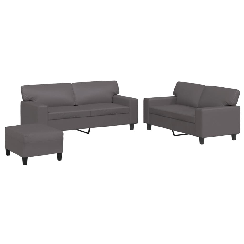 3-delige Loungeset kunstleer grijs