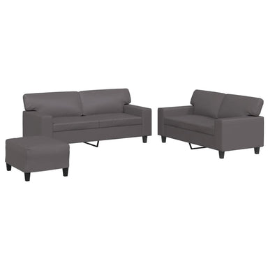 3-delige Loungeset kunstleer grijs