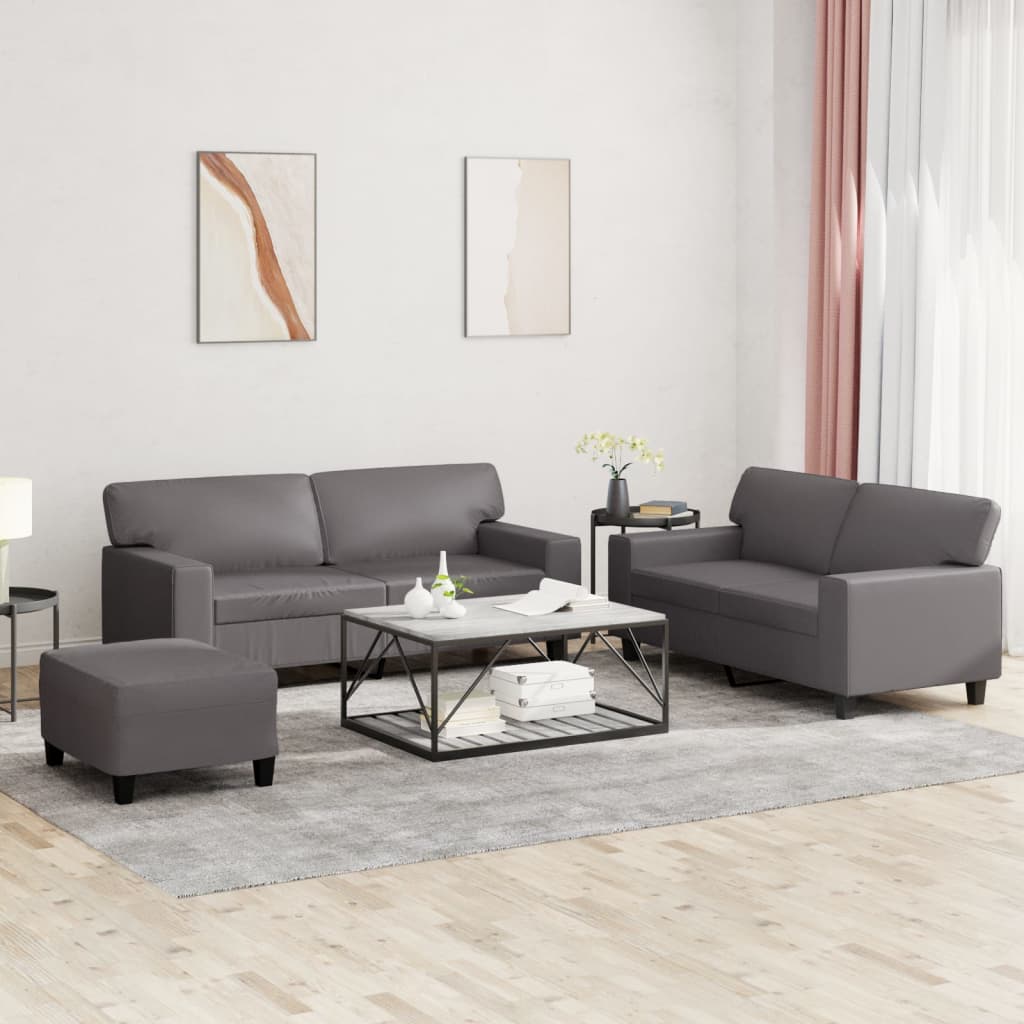 3-delige Loungeset kunstleer grijs