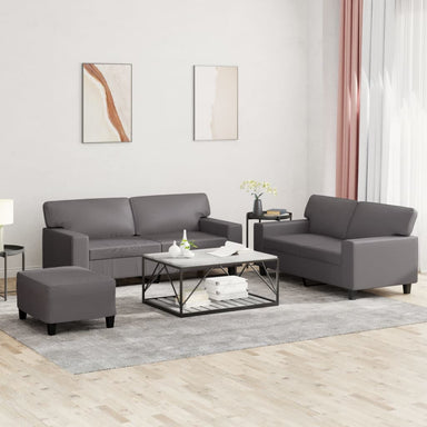 3-delige Loungeset kunstleer grijs