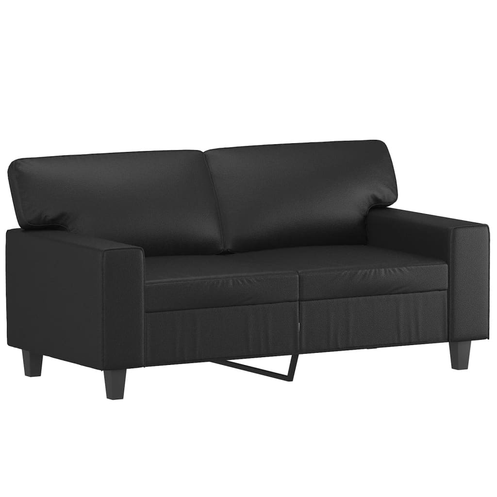2-delige Loungeset met kussens kunstleer zwart