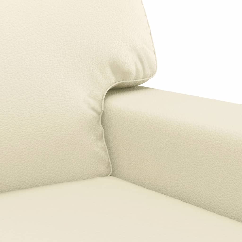 3-delige Loungeset met kussens kunstleer crèmekleurig
