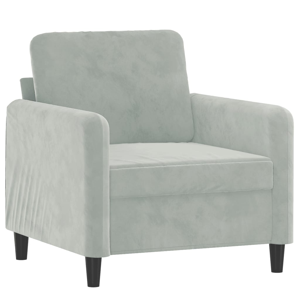 3-delige Loungeset fluweel lichtgrijs