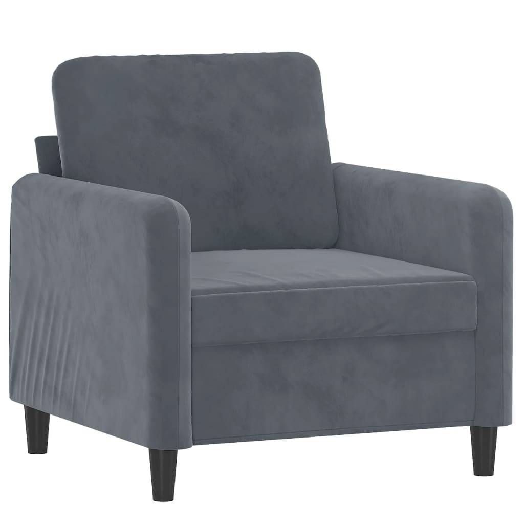 3-delige Loungeset fluweel donkergrijs