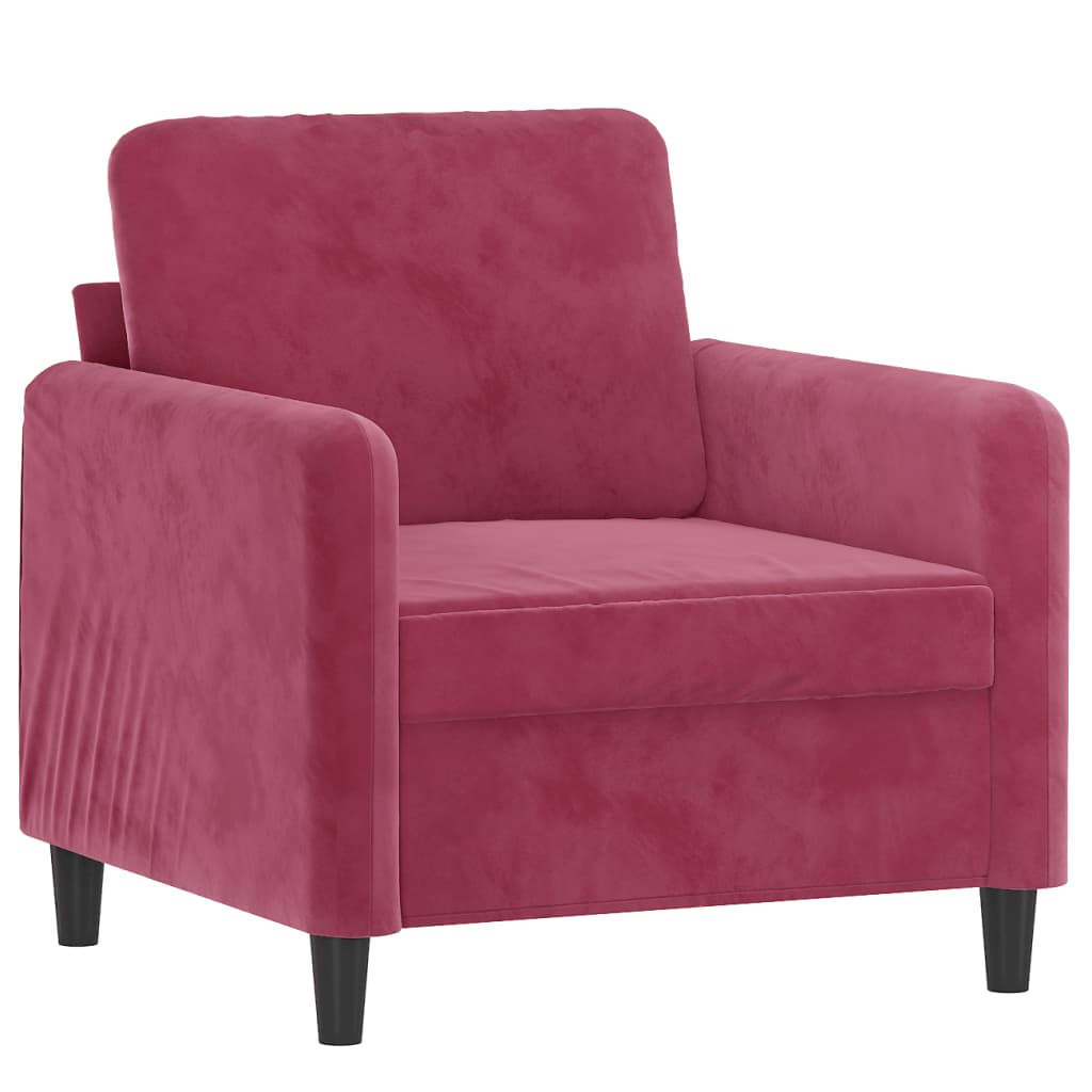 3-delige Loungeset fluweel wijnrood