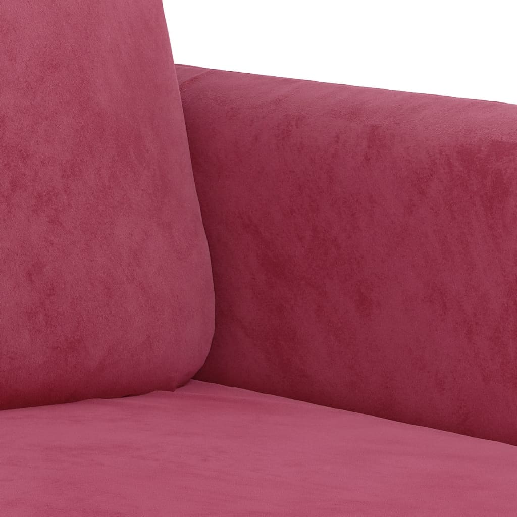 3-delige Loungeset fluweel wijnrood