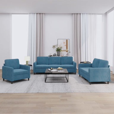 3-delige Loungeset fluweel blauw