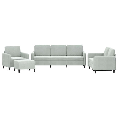 4-delige Loungeset fluweel lichtgrijs