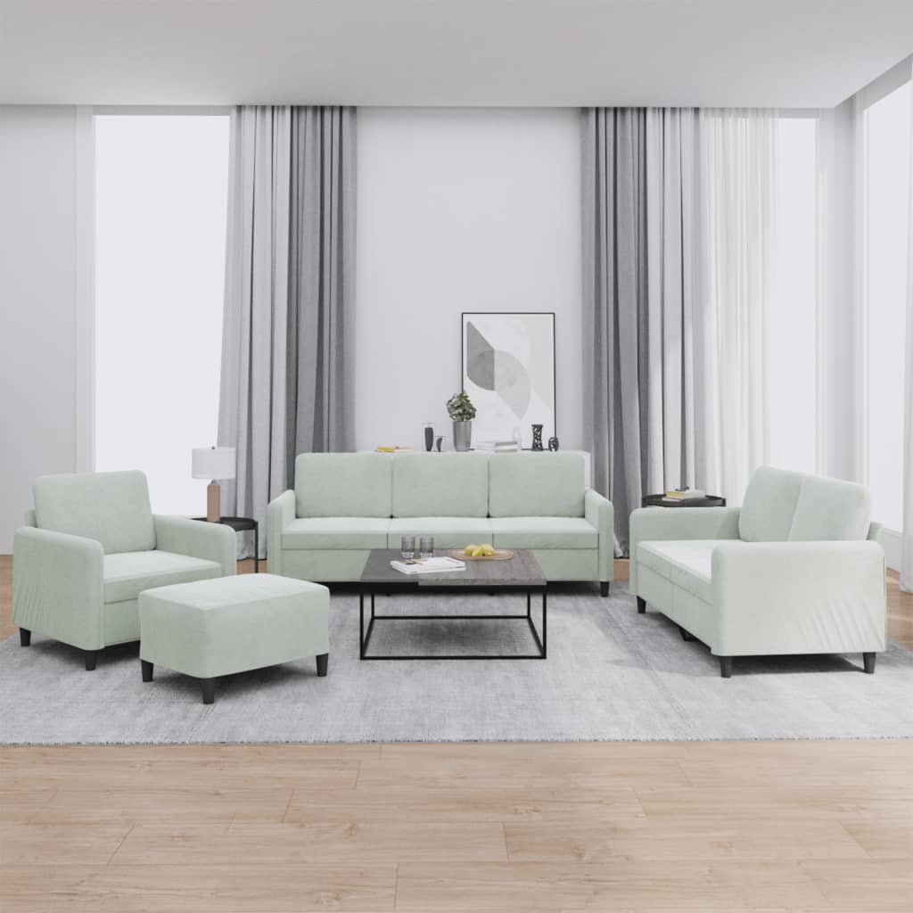 4-delige Loungeset fluweel lichtgrijs