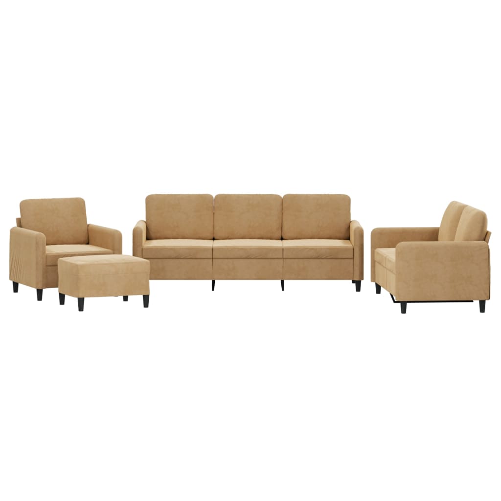 4-delige Loungeset fluweel bruin