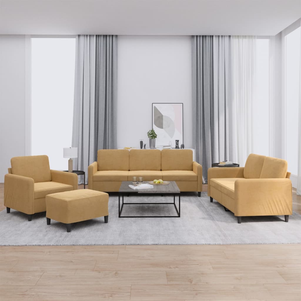 4-delige Loungeset fluweel bruin