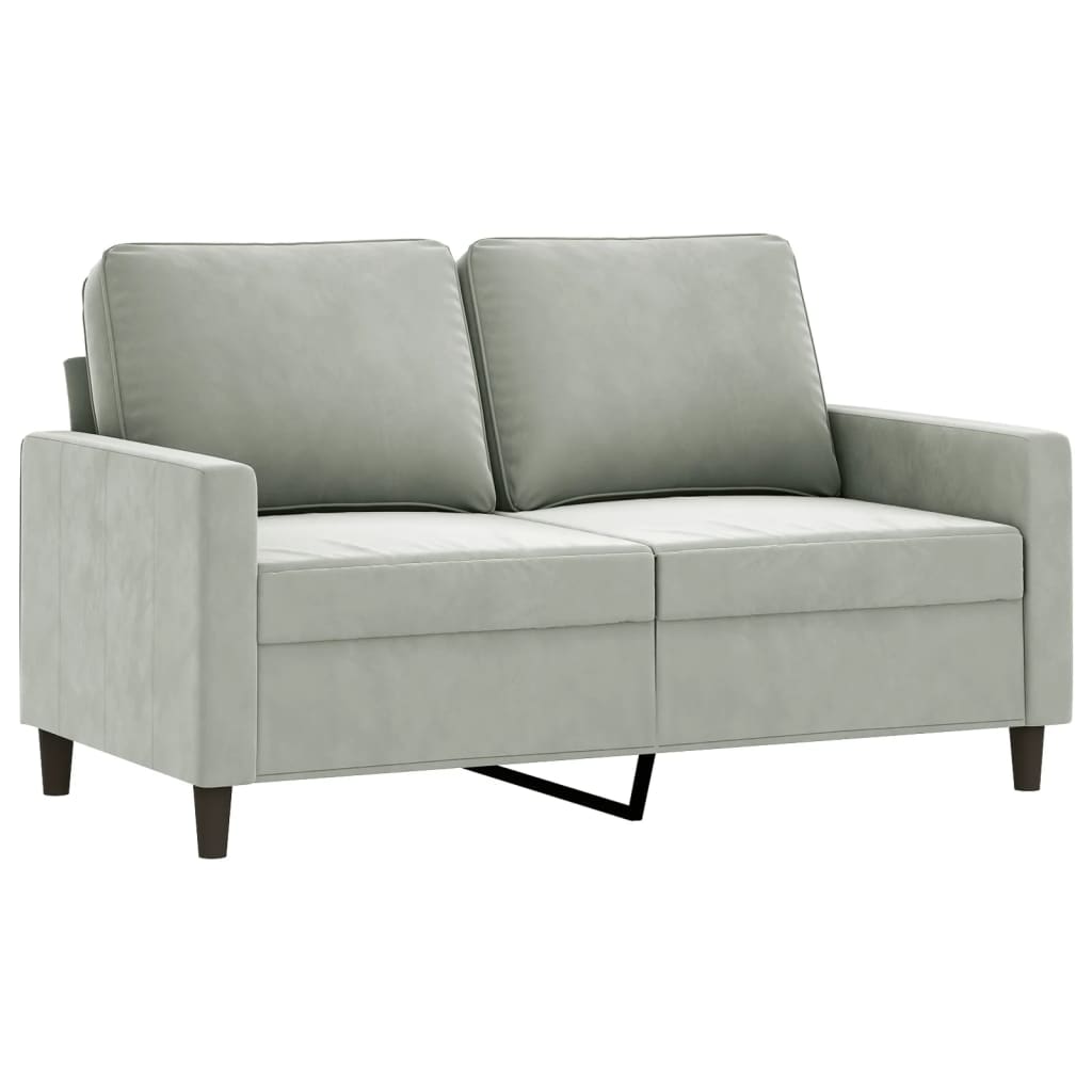 3-delige Loungeset met kussens fluweel lichtgrijs