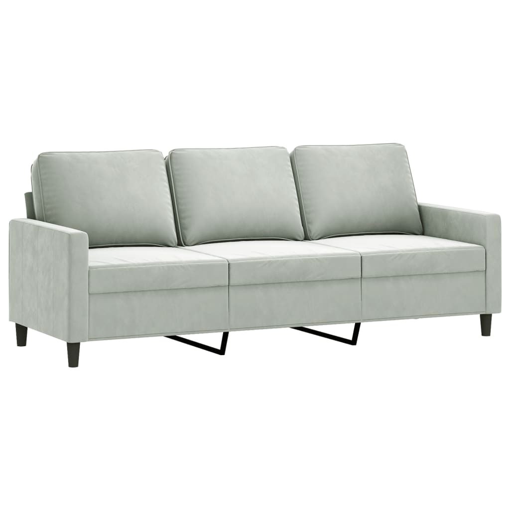 3-delige Loungeset met kussens fluweel lichtgrijs