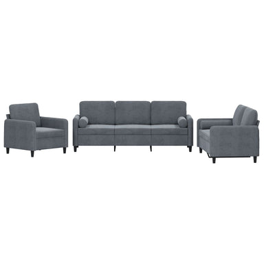 3-delige Loungeset met kussens fluweel donkergrijs