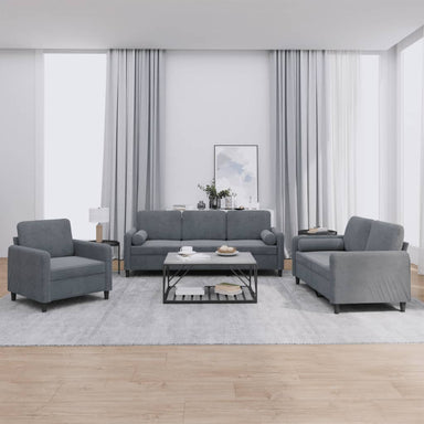 3-delige Loungeset met kussens fluweel donkergrijs