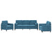 3-delige Loungeset met kussens fluweel blauw