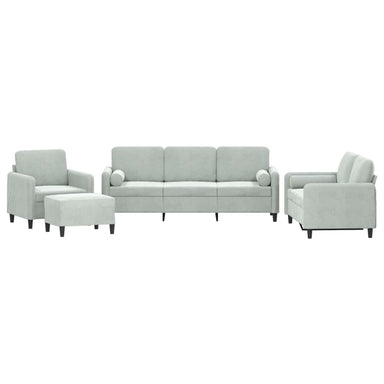 4-delige Loungeset met kussens fluweel lichtgrijs