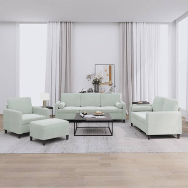 4-delige Loungeset met kussens fluweel lichtgrijs