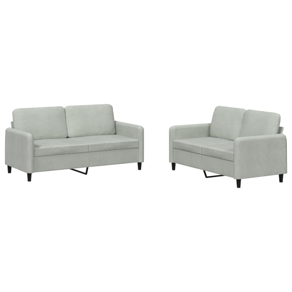 2-delige Loungeset fluweel lichtgrijs
