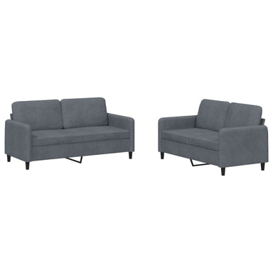 2-delige Loungeset fluweel donkergrijs