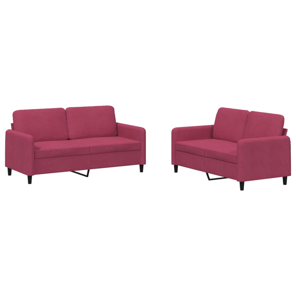 2-delige Loungeset fluweel wijnrood