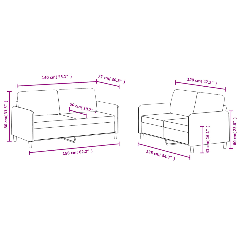 2-delige Loungeset fluweel wijnrood