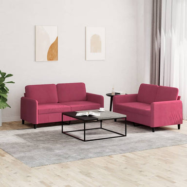 2-delige Loungeset fluweel wijnrood