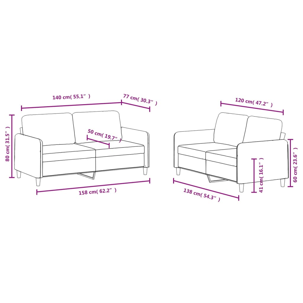 2-delige Loungeset fluweel zwart