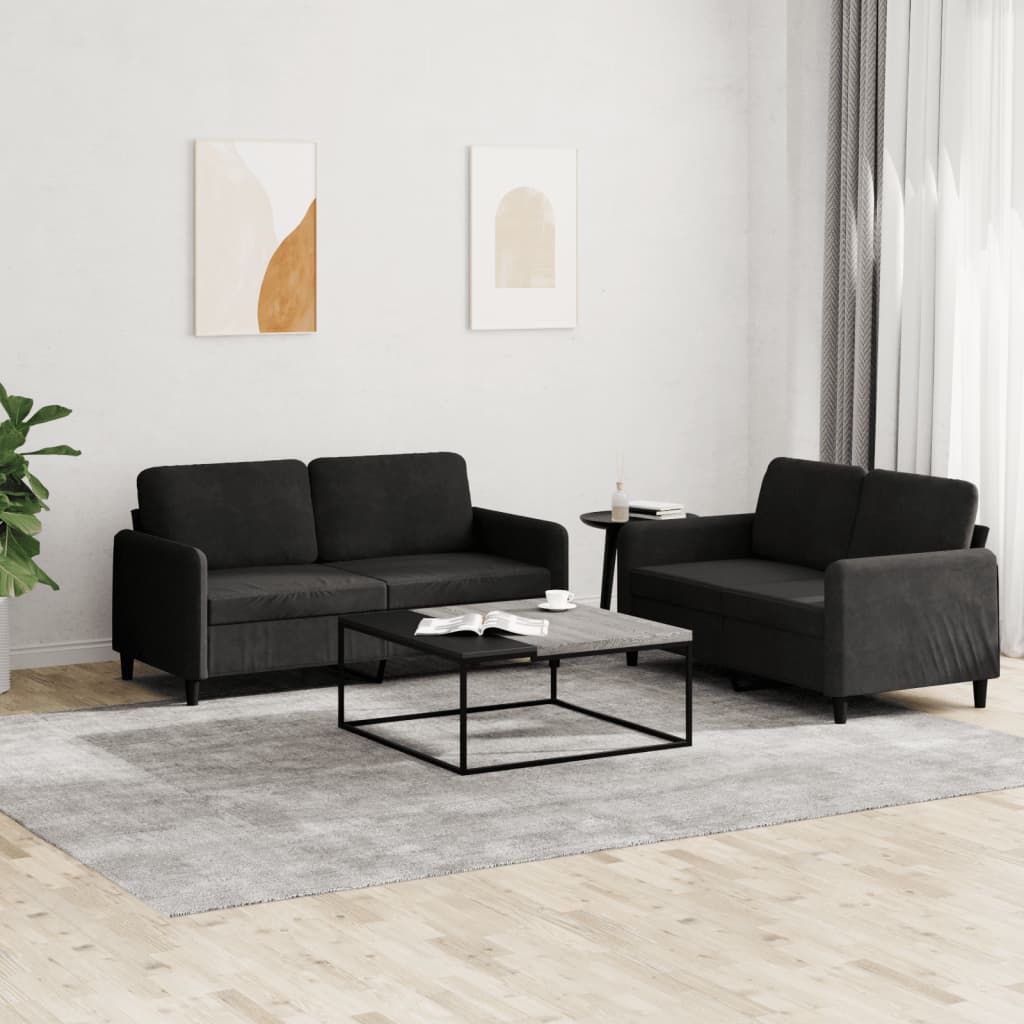 2-delige Loungeset fluweel zwart