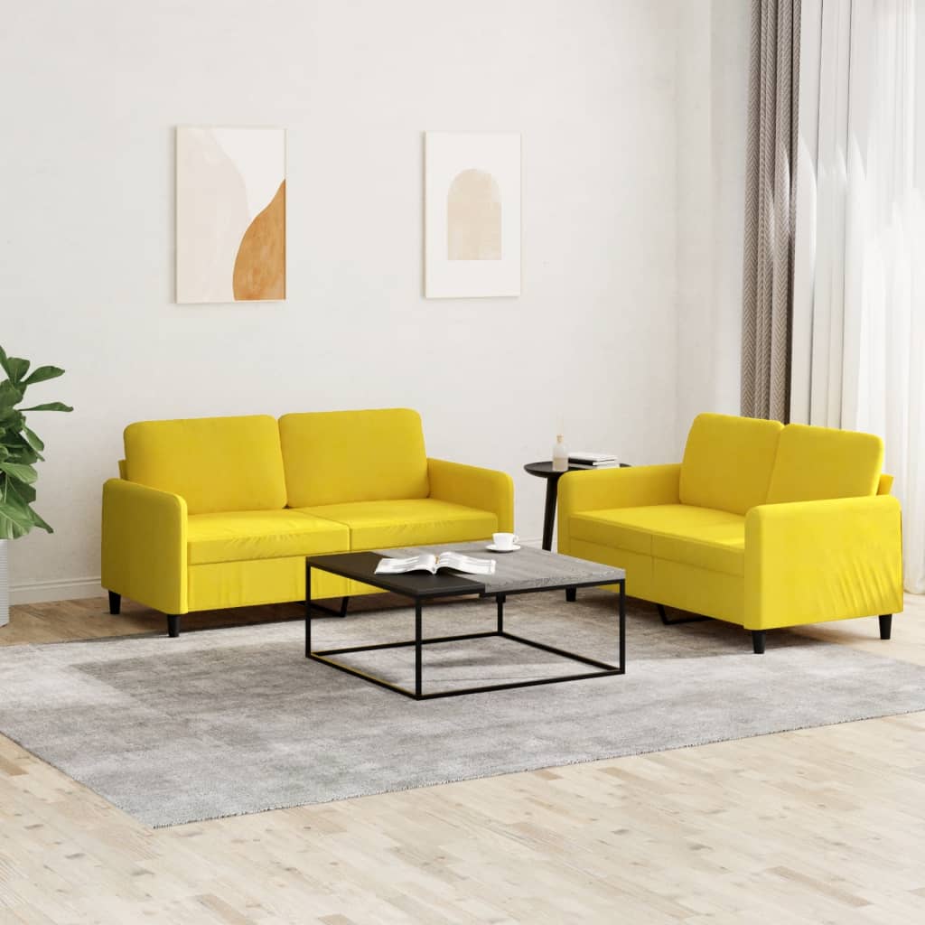 2-delige Loungeset fluweel geel