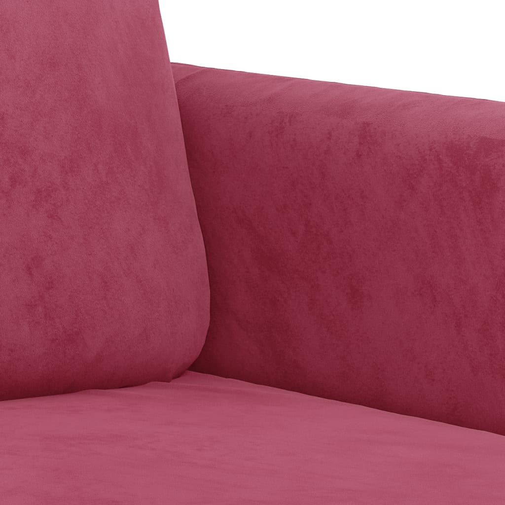 3-delige Loungeset fluweel wijnrood