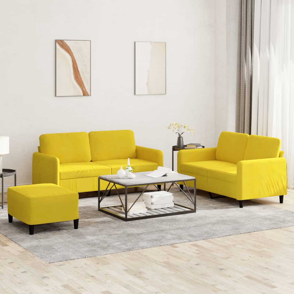 3-delige Loungeset fluweel geel
