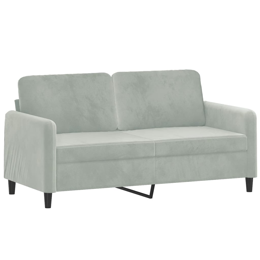 2-delige Loungeset met kussens fluweel lichtgrijs