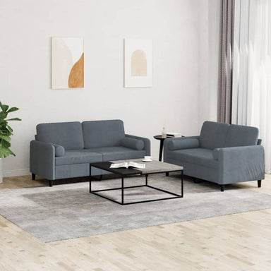 2-delige Loungeset met kussens fluweel donkergrijs