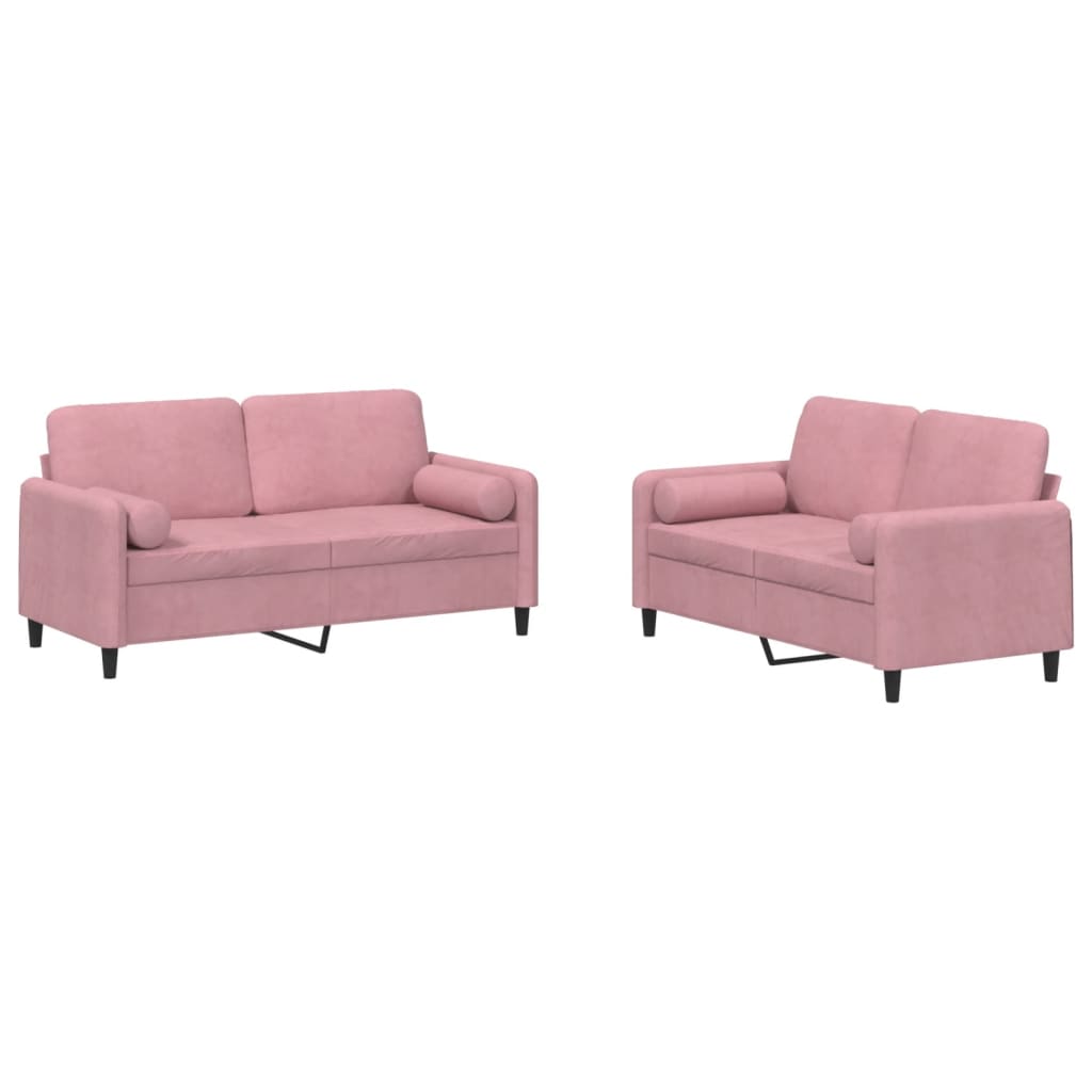 2-delige Loungeset met kussens fluweel roze